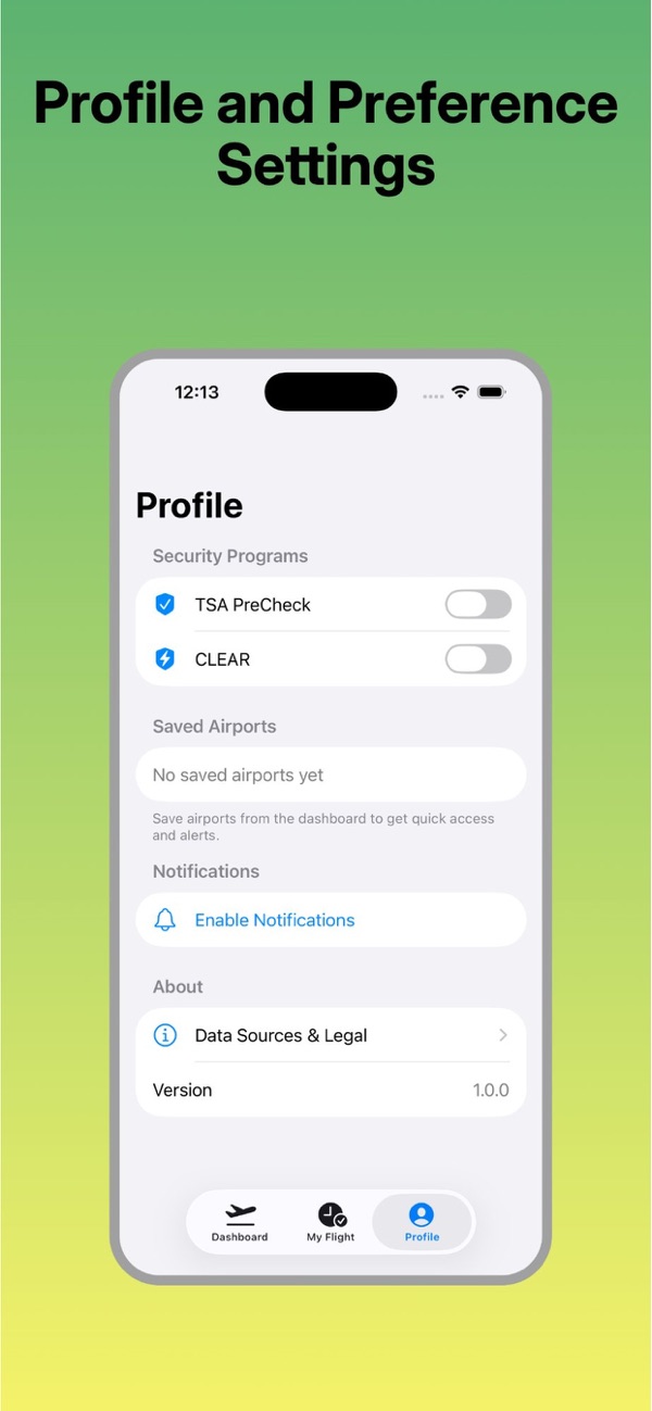 Perfil con PreCheck y notificaciones
