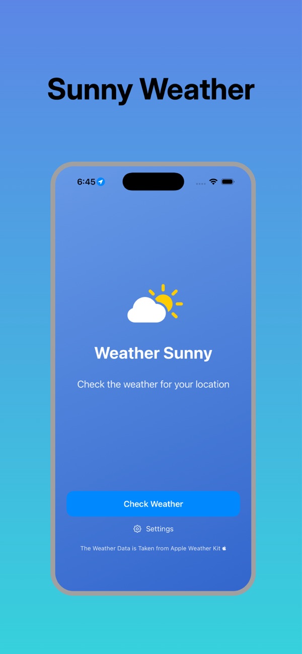 Úvodní obrazovka Weather Sunny